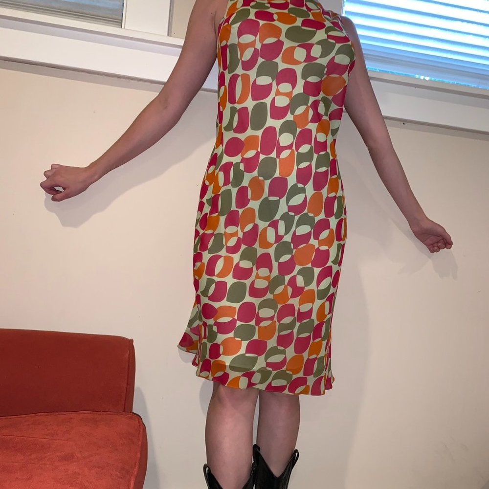 Midi Slip Dress with a Mod Print